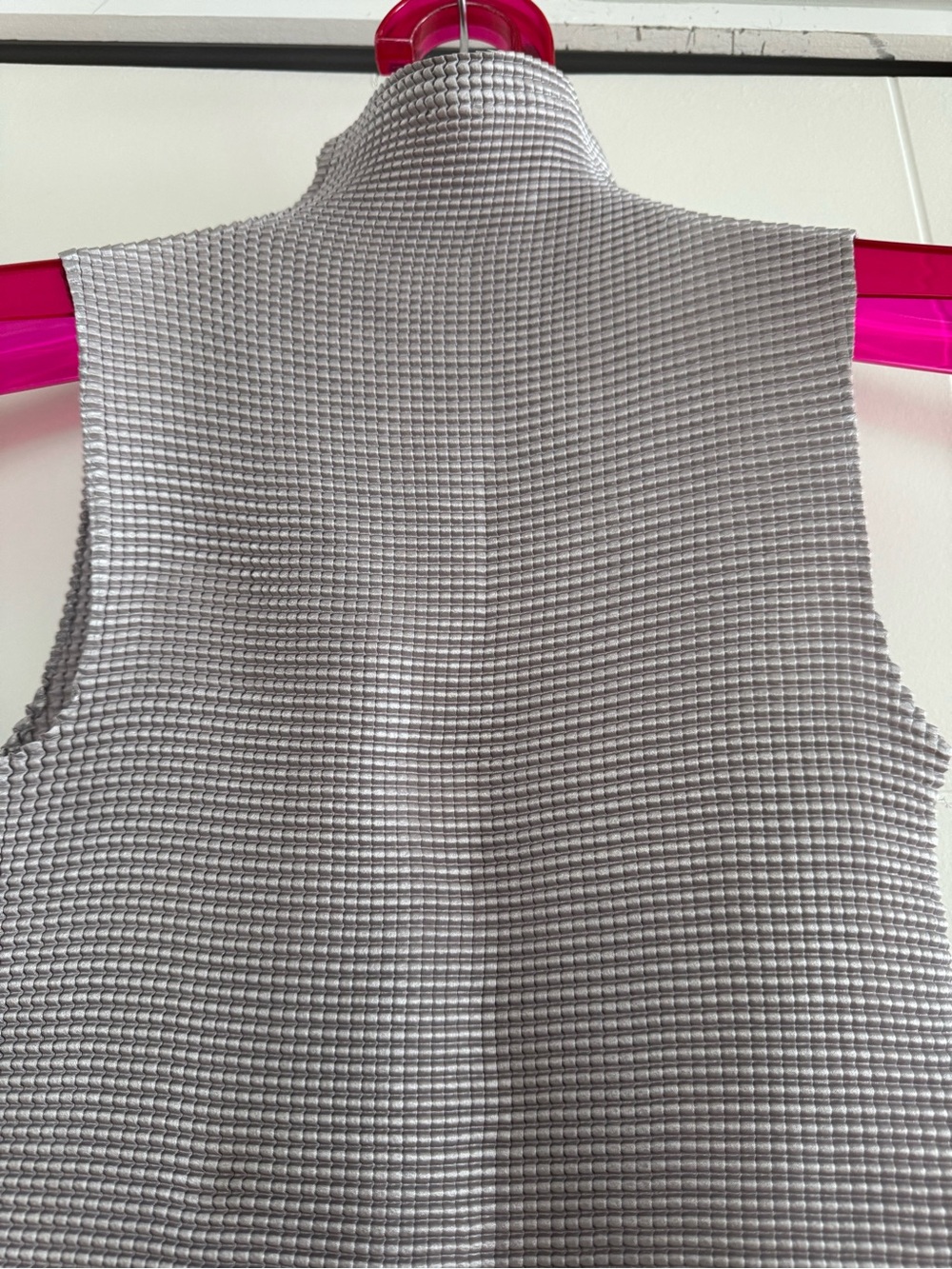 Sleeveless Mock Neck Ribbed Tank Top - Grey - Size S/M